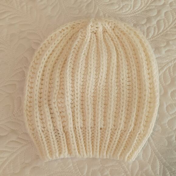 Maison Pholya Beanie Hat Women's OS Cream Wool Blend  Stretch Knit Italian Made - Picture 6 of 8